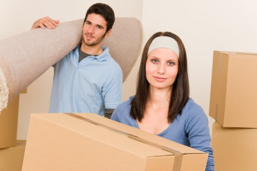 Packed boxes and furniture ready for a Holland Park house move