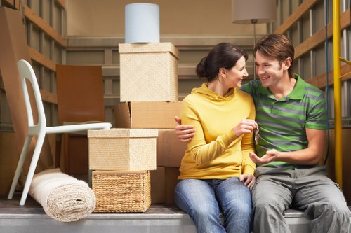 Packed boxes and furniture for a local Holland Park house move