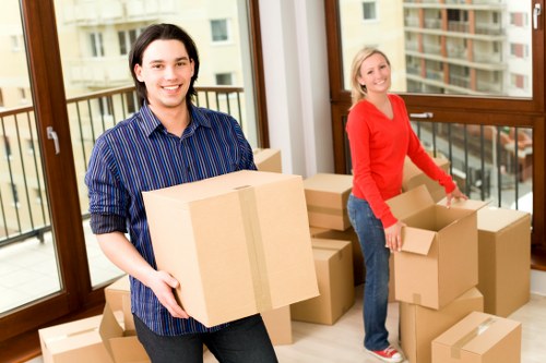Packing and organising office equipment for a Holland Park move