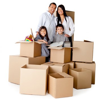 Packed boxes and furniture being prepared for a move in Holland Park